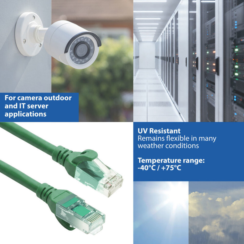 ACT FC1700 cable de conexión U/UTP CAT6A, TPE, ultraflexible, RJ45, 0,5 m, verde