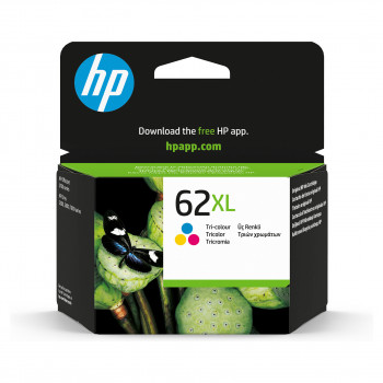 HP 62XL cartucho de tinta original tricolor de alto rendimiento, 9,5 ml, 300 páginas