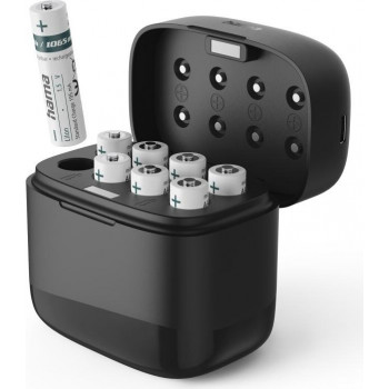 Hama 00223559 cargador de pilas con 8 pilas AAA Li-Ion, 780 mAh, carga por ranura individual, USB-C