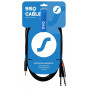 SSQ MIJM3 SS-1815 cable de audio, jack estéreo de 3,5 mm – 2x jack mono de 6,3 mm, 3 m, negro