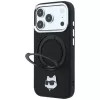 Karl Lagerfeld KF003216 Ring Stand 360 Choupette Head Pin MagSafe funda para iPhone 18 Pro Max / 17 Pro Max, negra