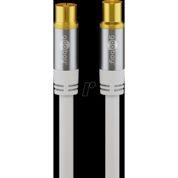 Goobay cable de antena de TV, 135 dB (típ.), cuádruple apantallamiento, 5 m, blanco, chapado en oro