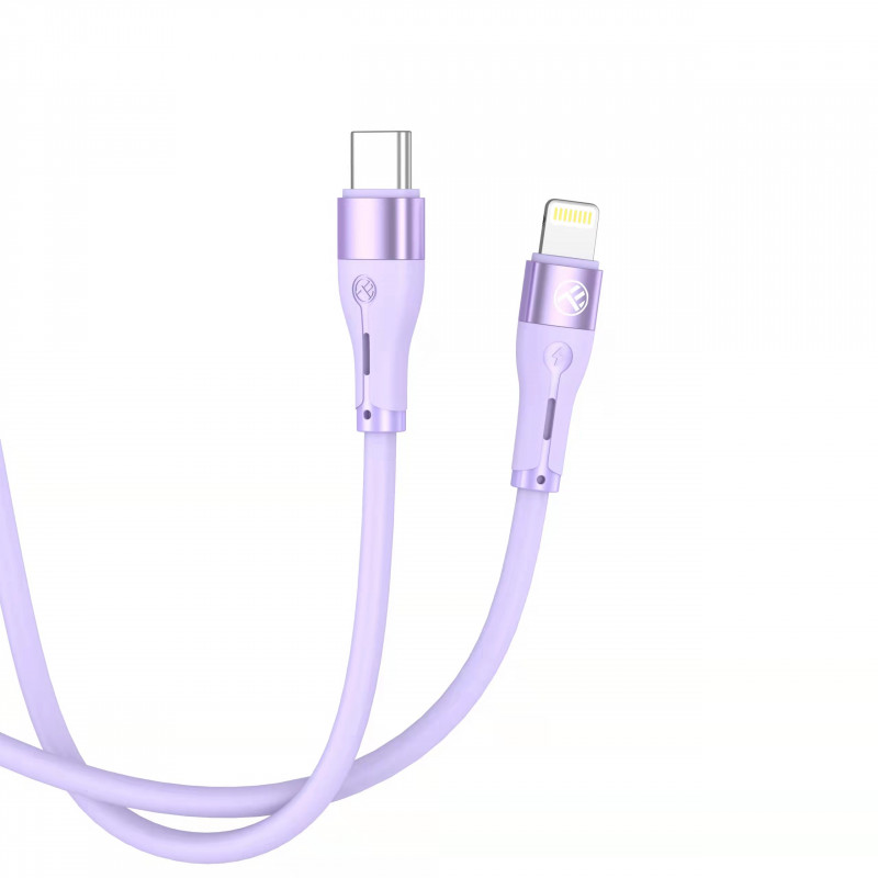 Tellur cable de silicona de Type-C a Lightning, PD 30 W, 1 m, morado