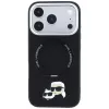 Karl Lagerfeld Ring Stand 360 Karl & Choupette Heads Pin funda con MagSafe para iPhone 18 Pro / 17 Pro, negra