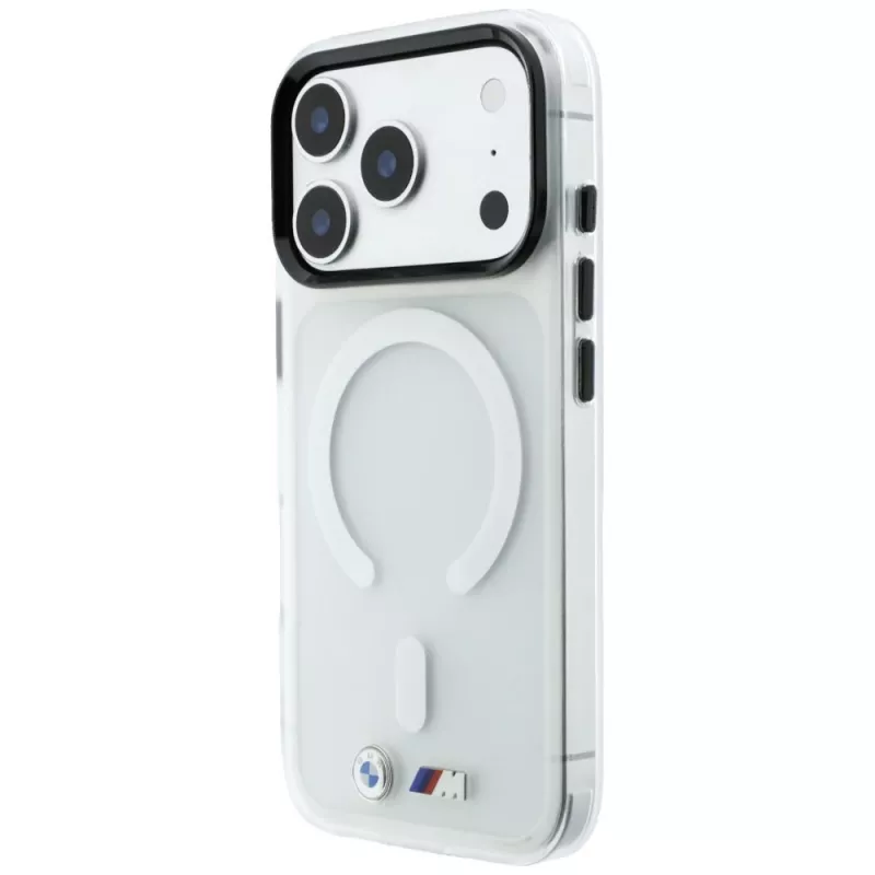 BMW M IML Frosted Metal Logo & Trims funda con MagSafe para iPhone 18 Pro / 17 Pro, transparente