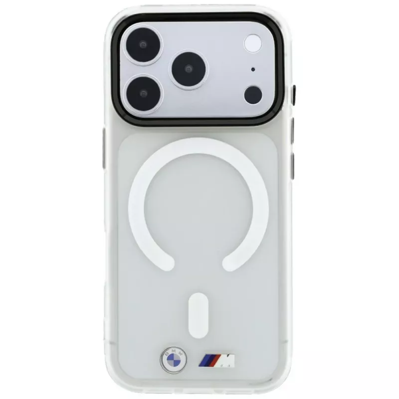 BMW M IML Frosted Metal Logo & Trims funda con MagSafe para iPhone 18 Pro / 17 Pro, transparente