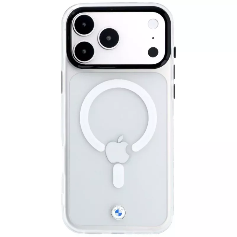 BMW Sign Frosted IML & Metal Logo MagSafe funda para iPhone 18 Pro Max / 17 Pro Max, transparente