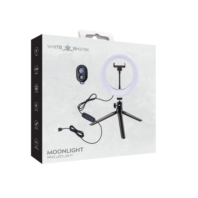 White Shark RL-08 MOONLIGHT-2 aro de luz LED, 21 cm