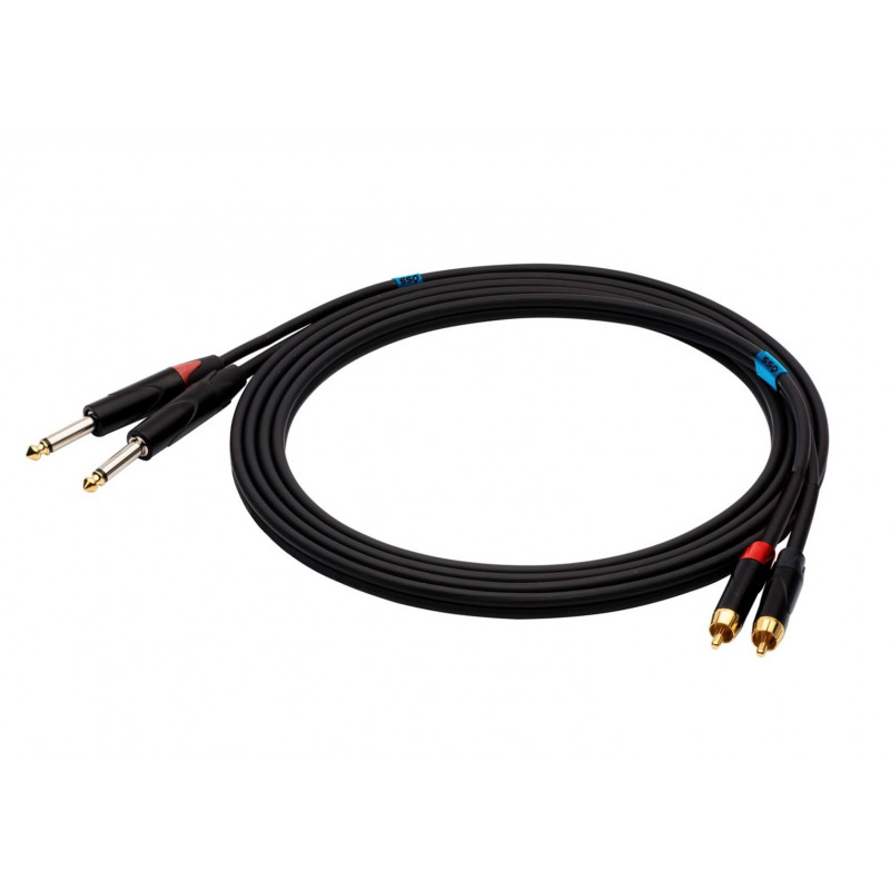 SSQ RCAJM2 SS-1428 cable de audio, 2x RCA – 2x jack mono de 6,3 mm, 2 m, negro