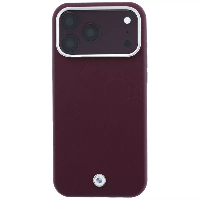 BMW BMW001223 funda para iPhone 18 Pro / 17 Pro, Sign Deboss Quilted Metal Logo, MagSafe, burdeos