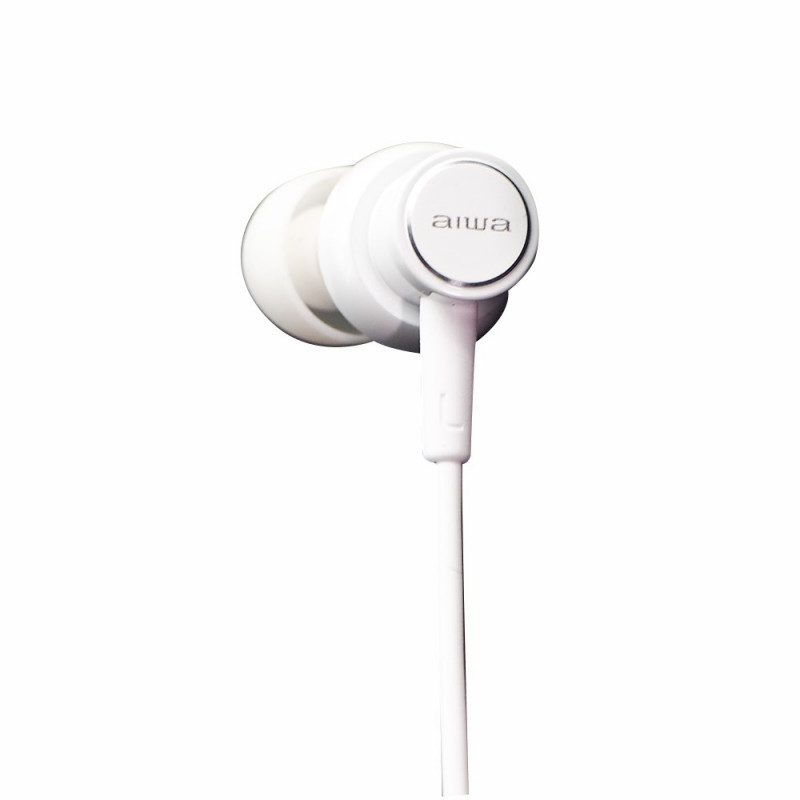 Aiwa ESTM-500W auriculares intrauditivos con cable y micrófono, jack de 3,5 mm, blancos