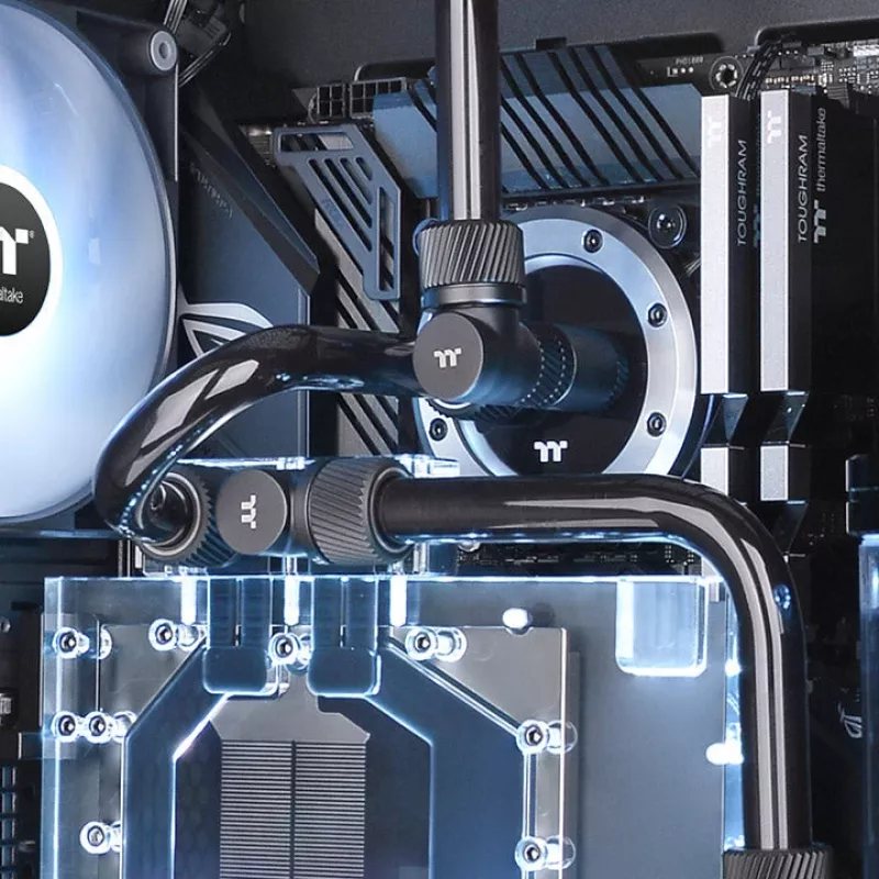Thermaltake Pacific SF racor alargador de 20 mm (hembra-macho), negro mate, CL-W392-CU00MK-A