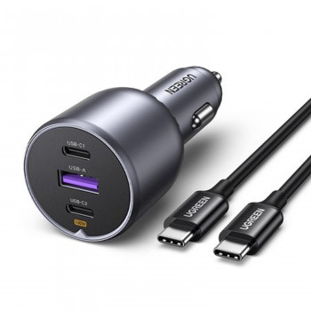 Ugreen EC705 cargador de coche, USB + 2x USB-C, 130 W, con cable de 1 m 5 A
