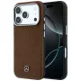Mercedes Mer008905 funda para iPhone 18 Pro / 17 Pro, Leather Semi Wrap Wood Effect, MagSafe, camel