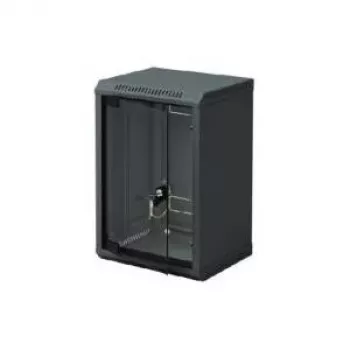 Triton RBA-09-AS3-BAX-C1 armario mural de 10 pulgadas, de una pieza, 9U, 300 mm, puerta de cristal, negro RAL 9005