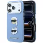 Karl Lagerfeld KF003247 funda Saffiano con Karl & Choupette Heads Pins & Logo para iPhone 18 Pro / 17 Pro, azul claro