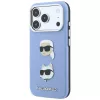 Karl Lagerfeld KF003247 funda Saffiano con Karl & Choupette Heads Pins & Logo para iPhone 18 Pro / 17 Pro, azul claro