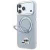 Funda Karl Lagerfeld KF003229 con anillo soporte 360 Karl & Choupette Heads Pin MagSafe para iPhone 18 Pro / 17 Pro, gris