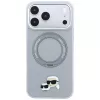 Funda Karl Lagerfeld KF003229 con anillo soporte 360 Karl & Choupette Heads Pin MagSafe para iPhone 18 Pro / 17 Pro, gris