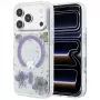Guess GUE005781 Resin Flowers Glitter MagSafe funda para iPhone 18 Pro / 17 Pro, morada