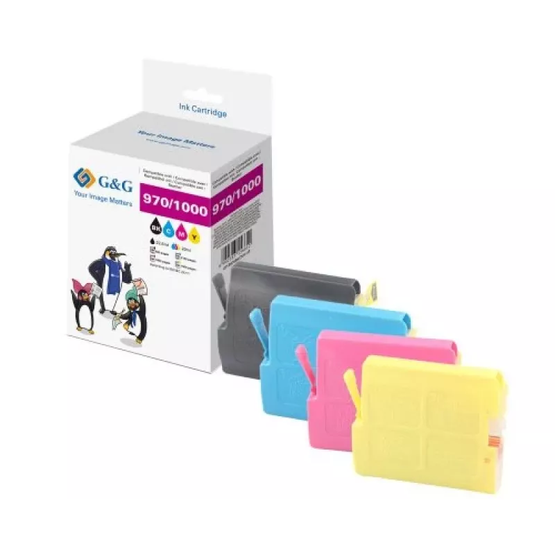 G&G cartuchos de tinta compatibles NP-B-0051BKCMY (GP-B970BKCMY-4P), negro, cian, magenta, amarillo