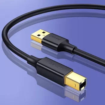 Ugreen US135 cable USB 2.0 A-B para impresora, chapado en oro, 1 m, negro