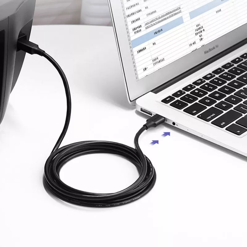 Ugreen US135 cable USB 2.0 A-B para impresora, chapado en oro, 1 m, negro
