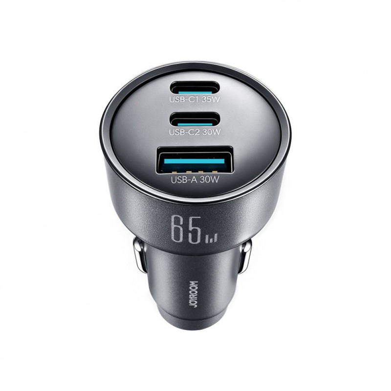 Joyroom JR-CCN19 cargador de coche, 65 W, 2x USB-C + USB-A, gris oscuro