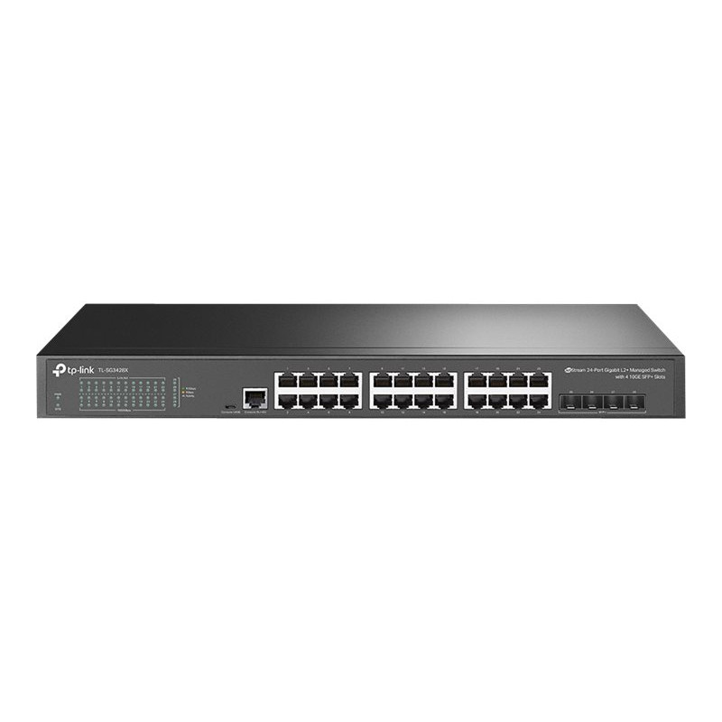 TP-Link SG3428X switch gestionable L2+ de 24 puertos 10/100/1000 Mbps, 4 puertos SFP+, montable en rack
