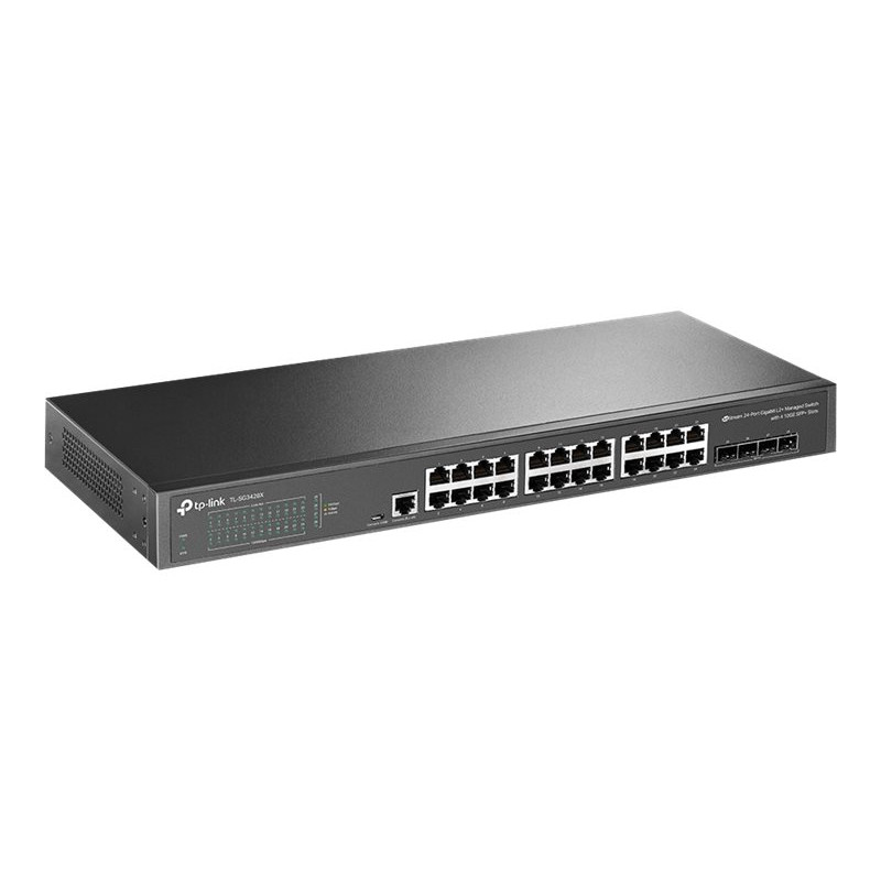 TP-Link SG3428X switch gestionable L2+ de 24 puertos 10/100/1000 Mbps, 4 puertos SFP+, montable en rack