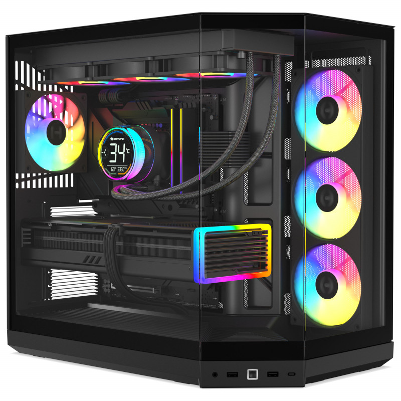 HYTE Y50 Pitch Black caja de ordenador, vidrio templado x 3