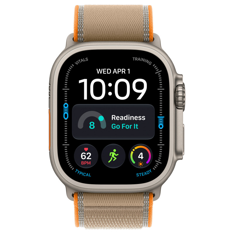 Apple Watch Ultra 4 GPS + Cellular 49 mm reloj inteligente, caja de titanio natural, correa Trail Loop arena, S/M, MJAJ4QF/A