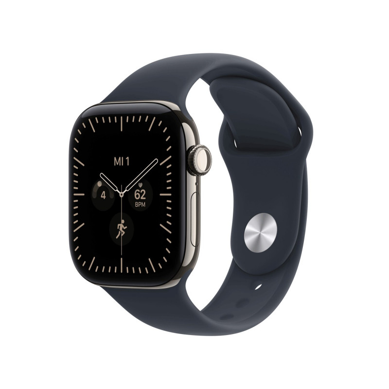 Apple Watch Series 12 GPS + Cellular 42 mm, caja de titanio natural, correa deportiva azul marino, M/L