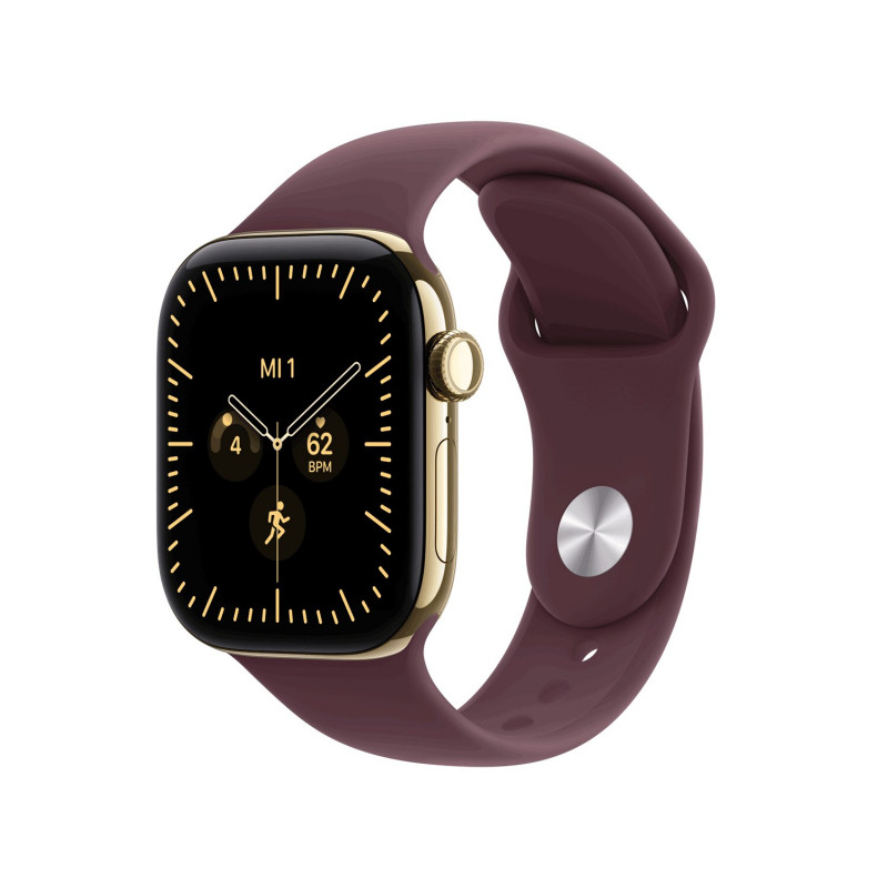 Apple Watch Series 12 GPS + Cellular 42 mm, caja de titanio oro radiante, correa deportiva burdeos, M/L