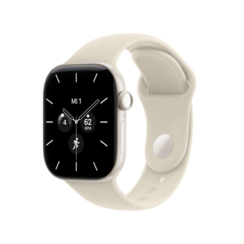 Apple Watch Series 12 GPS + Cellular 42 mm, caja de cerámica blanco perla, correa deportiva arena, M/L