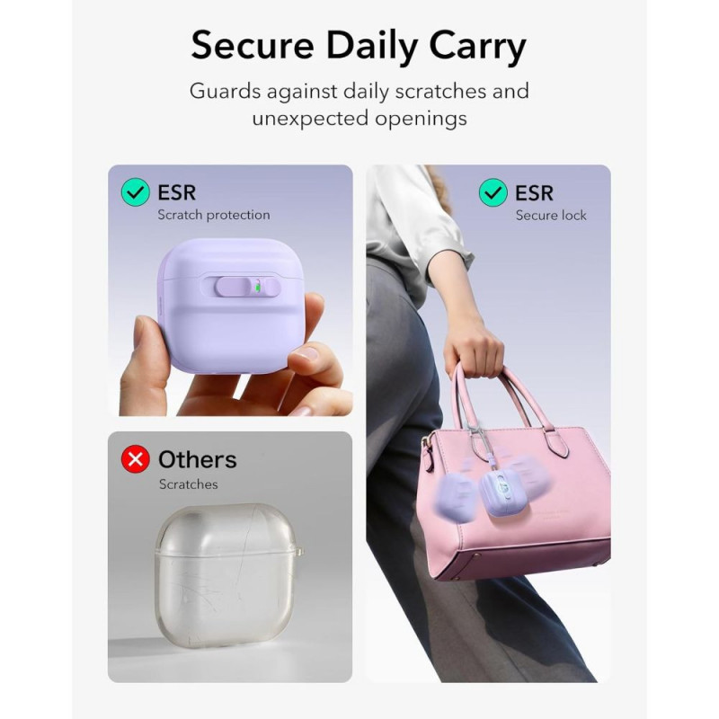 ESR Pulse HaloLock MagSafe funda para Apple AirPods 4 / 5, lavanda