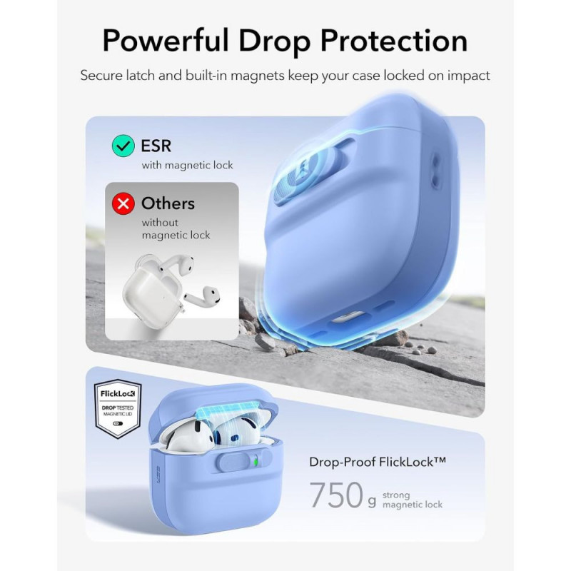 ESR Pulse HaloLock MagSafe funda para Apple AirPods 4 / 5, azul claro