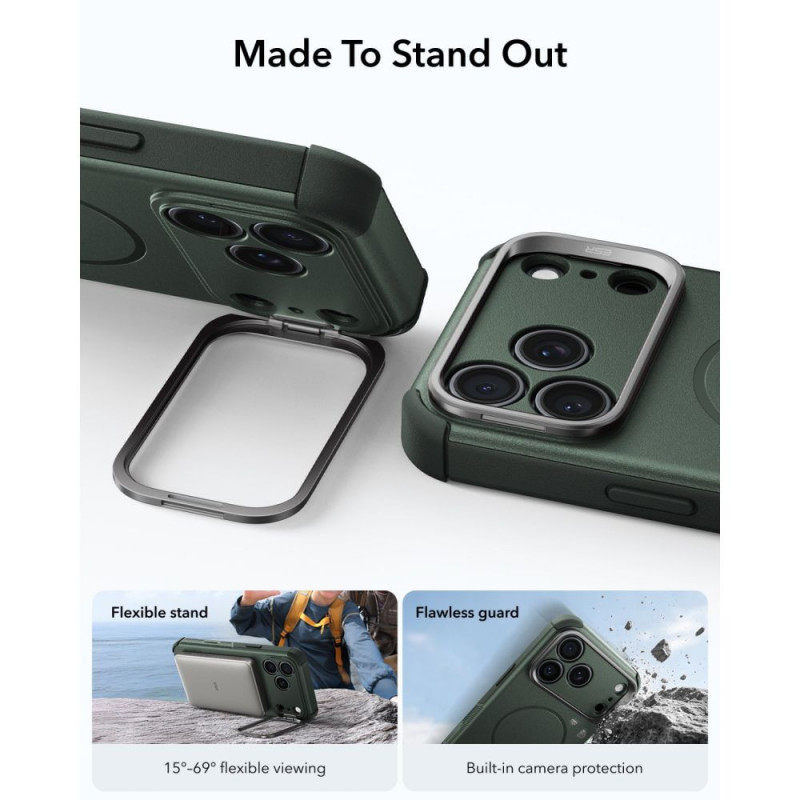 ESR Cyber Tough Kickstand MagSafe funda para Apple iPhone 17 Pro / 18 Pro, verde
