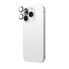 AmazingThing AR Aluminum 3 Lens Glass protector de objetivos de cámara con marco para iPhone 16 Pro / 16 Pro Max, plateado