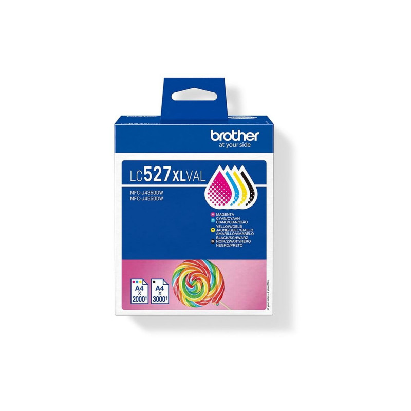 Brother LC527XLVAL value pack de cartuchos de tinta (4 uds.), alto rendimiento, negro, amarillo, cian, magenta