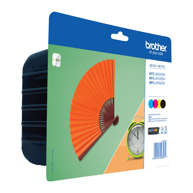 Brother LC129XLVALBP value pack de cartuchos de tinta (4 uds.), negro, cian, magenta, amarillo, blíster