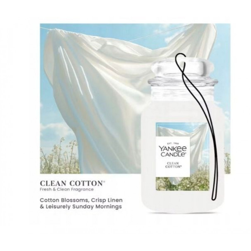 Yankee Candle Clean Cotton ambientador de coche para colgar, pack bonus