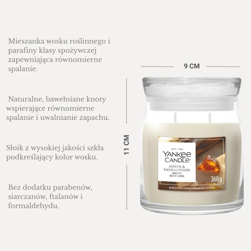 Yankee Candle YC Signature Amber & Sandalwood vela mediana