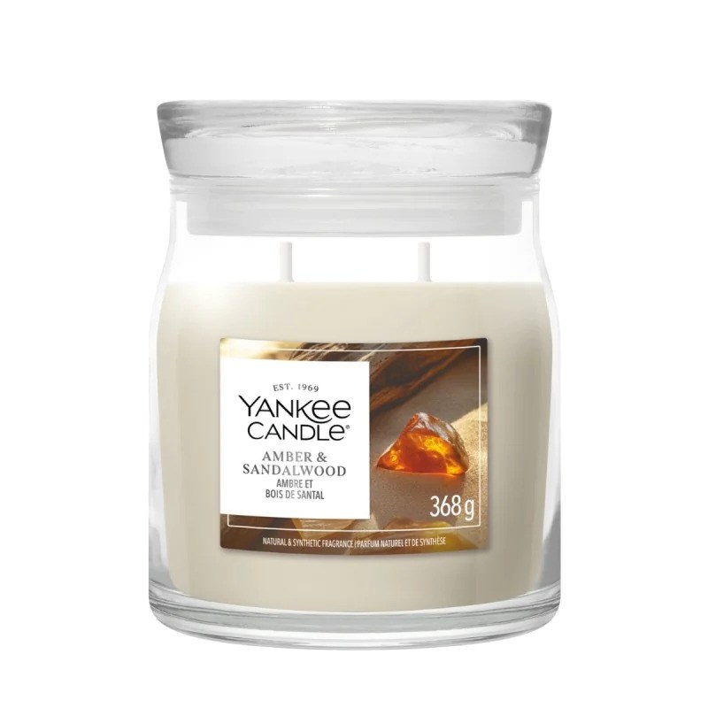 Yankee Candle YC Signature Amber & Sandalwood vela mediana
