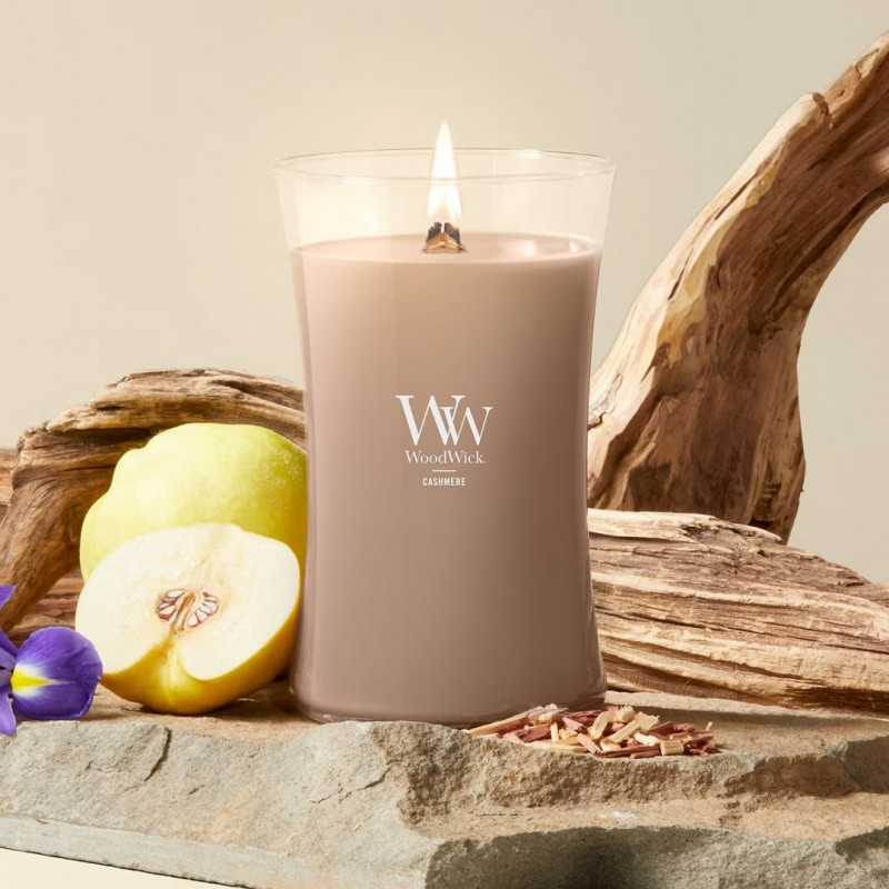 WoodWick Cashmere vela grande, 610 g, marrón