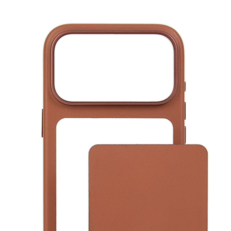 Mujjo Troubadour funda modular de piel para Apple iPhone 18 Pro / 17 Pro, MagSafe, marrón claro