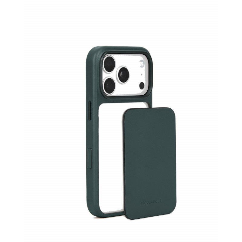Mujjo Troubadour funda modular de piel para Apple iPhone 18 Pro / 17 Pro, MagSafe, verde obsidiana
