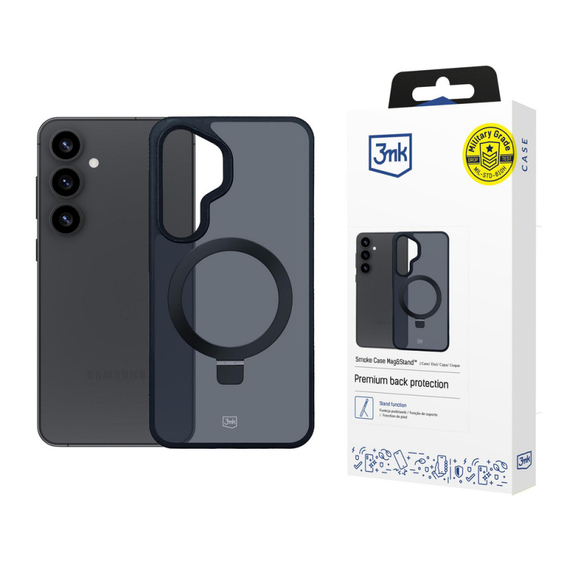 3MK Smoke Case Mag&Stand funda para smartphone Samsung Galaxy S25+, negra