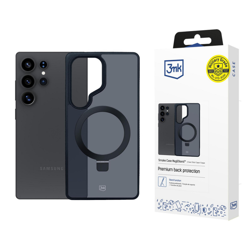 3MK Smoke Case Mag&Stand funda para smartphone Samsung Galaxy S25 Ultra, negra