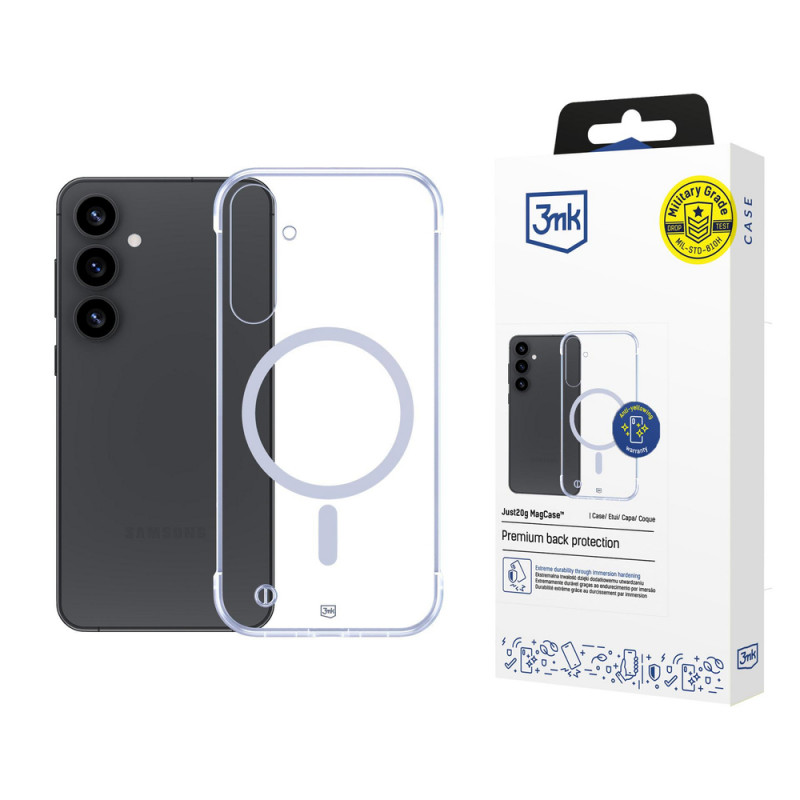 Funda 3mk Just20g MagCase para Samsung Galaxy S25, transparente